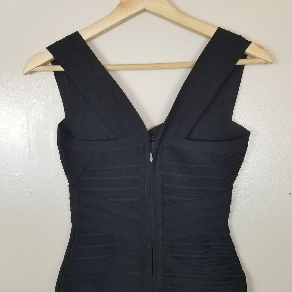 HERVE LEGER Y2K Sweetheart Neck Black Bandage Mini Bodycon Dress Sleeveless S - Picture 5 of 11